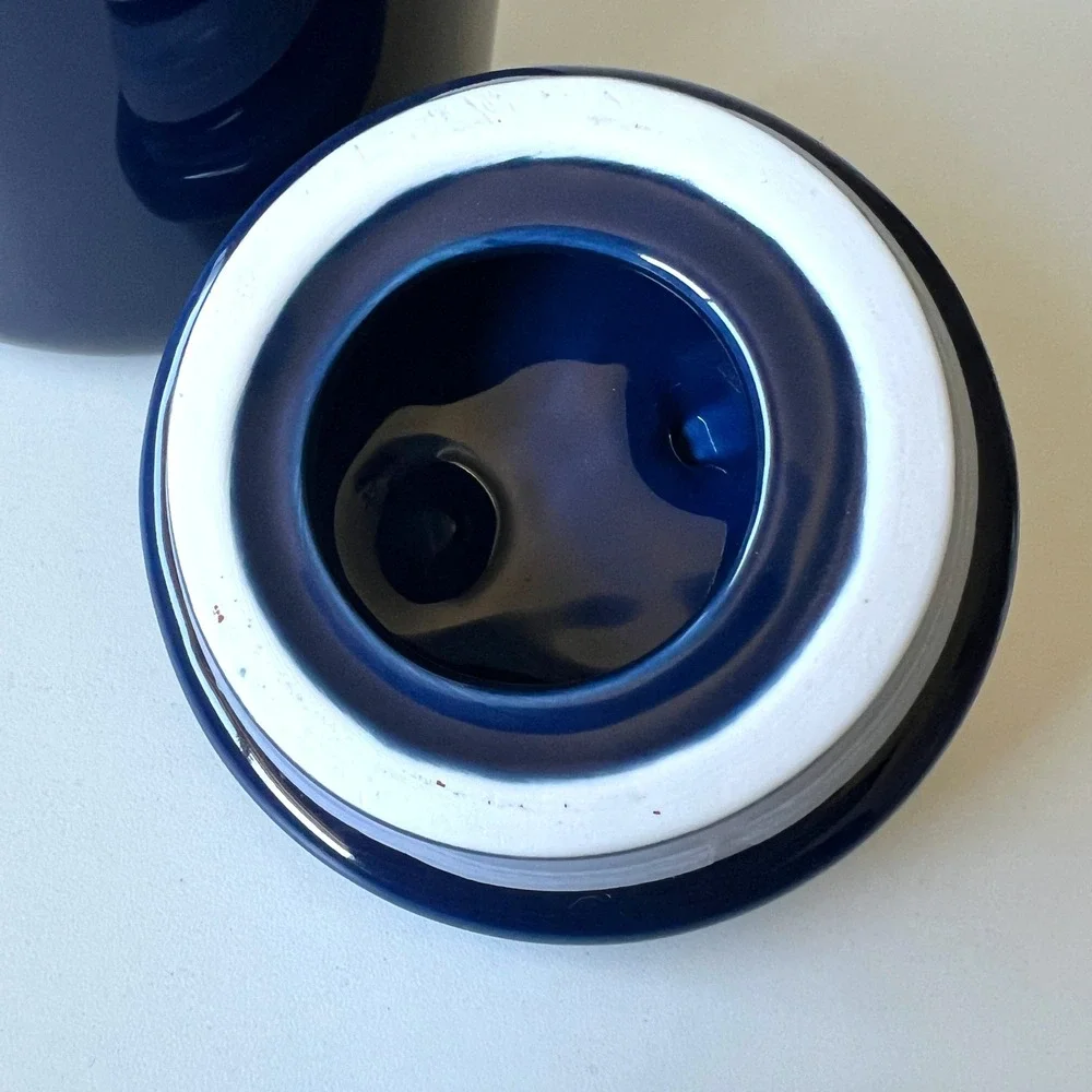 Cobalt Blue Ceramic Kitchen Canister Jar with Lid Pantry Storage